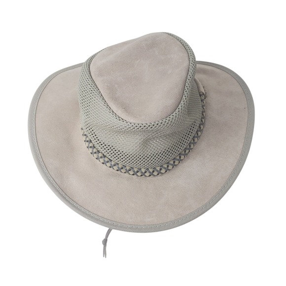 Monterey Bay Breeze Gray Suede Mesh Outback Hat USA Waterproof Leather Sz Small - Picture 5 of 11